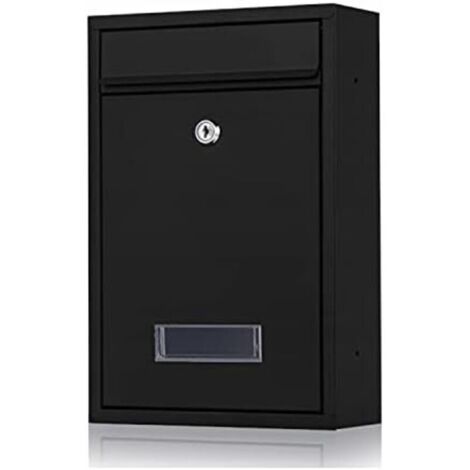 Boîte aux Lettres avec Plaque pour Nome en Acier Galvanisé avec Clé (Le Noir)