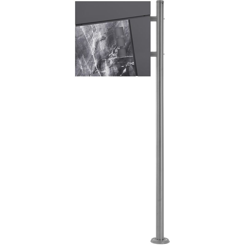 Ml-design - ecd Germany Boîte aux Lettres Moderne sur Pied Argenté avec Compartiment à Journaux, Anthracite/Noir-Aspect Marbre, 120 cm, en Acier