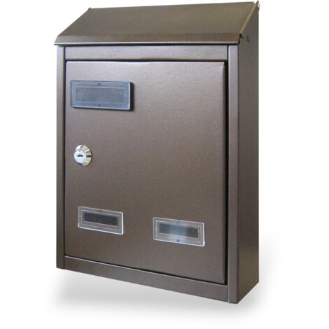 BOÎTE AUX LETTRES CITY EN FER COULEUR MARRON/OR-731.A 21x7xH30 cm