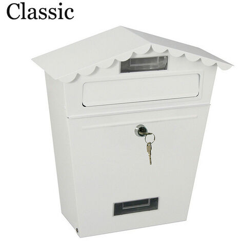 EDM – Boîte aux lettres en acier blanc classique – Dimensions 295x105x355mm – Installation facile avec vis fournies – Sécurise lettres et colis