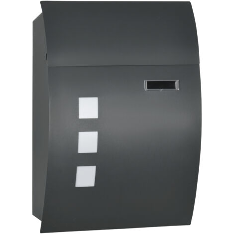 Boîte aux lettres courbée en acier avec 3 fentes et 2 clés de sécurité 45x10x32 cm gris anthracite
