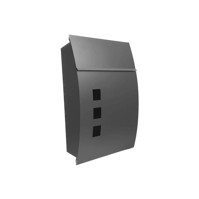 Boîte aux lettres de boîte aux lettres en acier galvanisé mat gris 45x31x10 cm de conception étanche à la pluie, serrure à cylindre