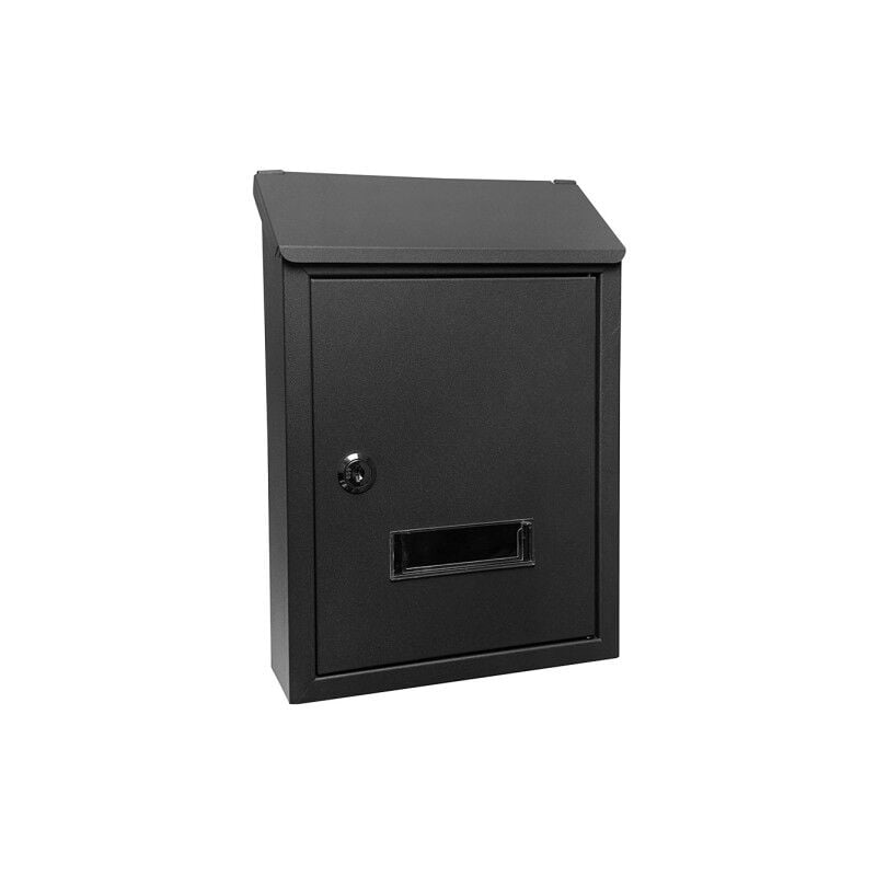 Boîte aux lettres de boîte aux lettres milena acier galvanisé noir 30x21x7 cm serrure de cylindre pare-pluie