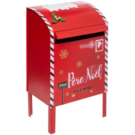 AC-DECO Grande Boite aux Lettres Rouge en Métal H 80 cm - Feeric Christmas