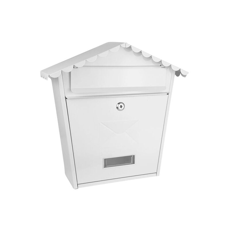 Boîte aux lettres depost office olena en acier galvanisé white 37x36x13,5 cm toit étanche, serrure cylindrique