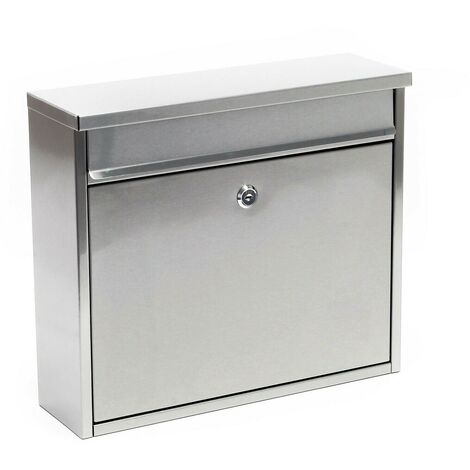 Boite aux lettres design boite postale murale acier inoxydable courrier 32 x 36 x 11,5 cm argenté