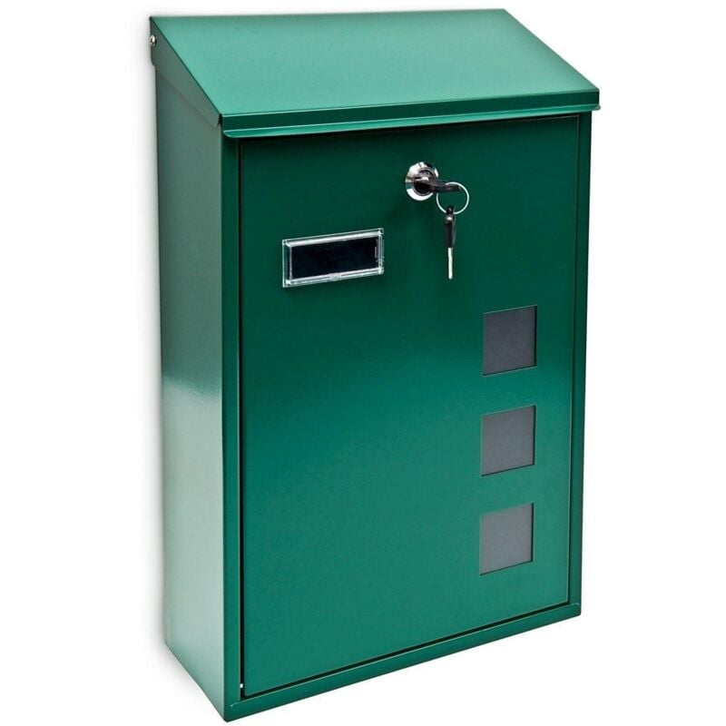 Boite aux lettres design contemporain murale verte jardin extérieur