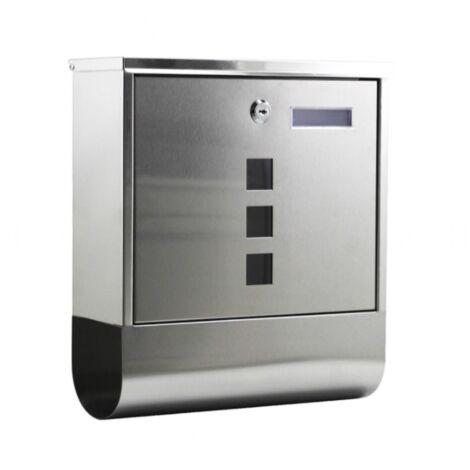 Boite aux lettres design murale avec porte-journaux Acier inoxydable 30,5 x33,5x9,6cm