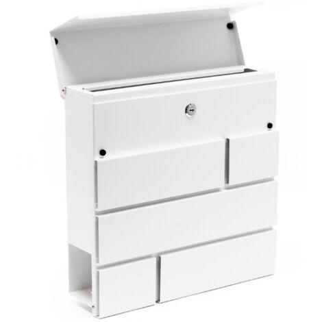 Boite aux lettres design murale compartiment pour journal 37x37x10,5cm Blanc
