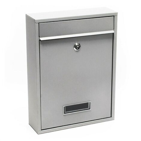 Boite aux lettres design murale courrier acier galvanisé 21,5 x 9 x 32 cm argenté