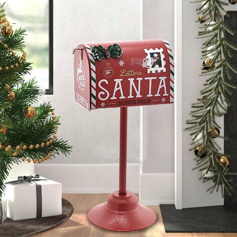 Boîte aux lettres du Père Noël Décoration de boîte aux lettres de Noël en métal 32 cm