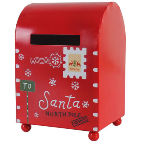 Boîte aux lettres du Père Noël, décoration de Noël, boîte aux lettres en métal de 14 x 20 cm, liste de souhaits de cadeaux pour enfants Arctic Delivery, présentoir de table d'intérieur, décoration de