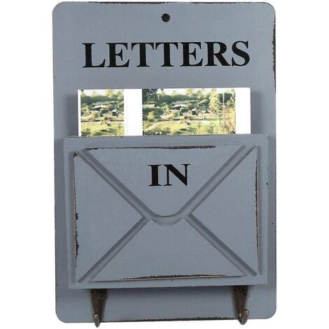 Boîte aux lettres en bois avec crochets pour clés, porte-clés mural rétro, organisateur de courrier, décoration murale