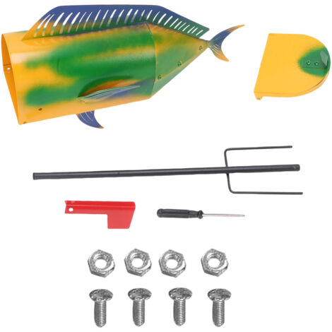 Boîte aux lettres en métal grande capacité forme poisson avec montage facile et décoration extérieure pour maison