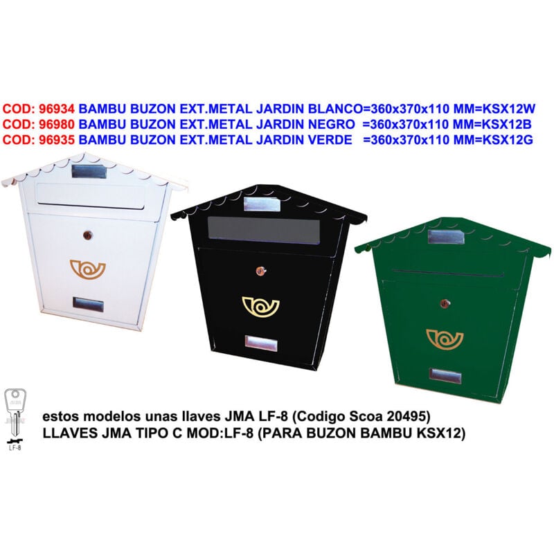 Boîte aux lettres en métal pour jardin verdoyant 360x370x110 mm KSX12G