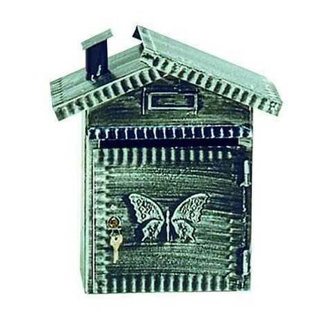 Boîte aux lettres Fe-Battuto, petite maison vieilli, 22x12x35H