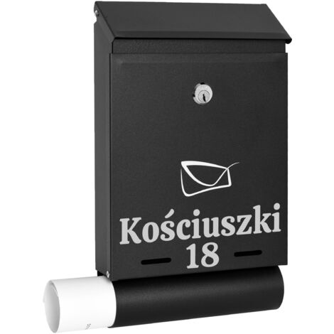 Boîte aux lettres Hadvar, noire avec inscriptions