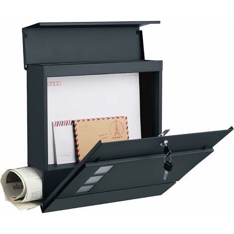 Boîte aux lettres moderne, avec porte-journaux, couvercle, verrouillable, facile à installer, Gris anthracite GMB052G01 - Gris anthracite