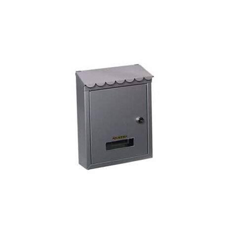 Boîte aux lettres moyenne avec toit et clé cylindrique grise - cm.21x7x30h. - couleur grise