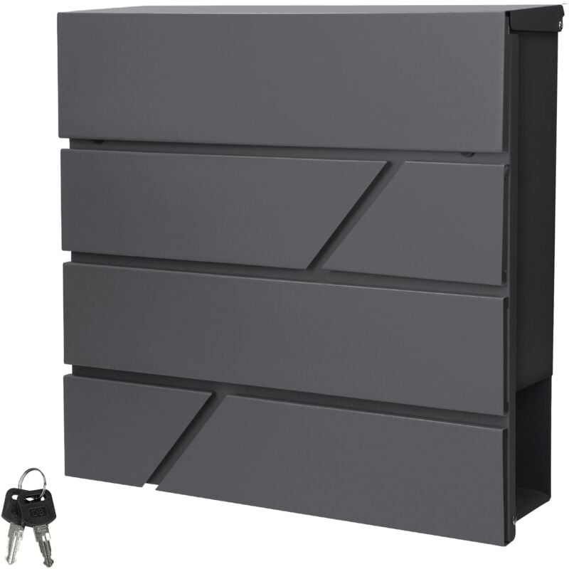 Ml-design - ecd Germany Boîte aux Lettres avec Compartiment à Journaux 37x11x37 cm en Acier Inoxydable Anthracite avec 2 clés Incluses, Boîte aux