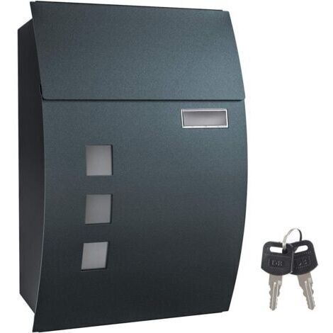 Boîte aux Lettres Murale, avec fenêtres de visualisation, Emplacement pour nom, 2 clés, Facile à Installer, Gris Anthracitedengyank