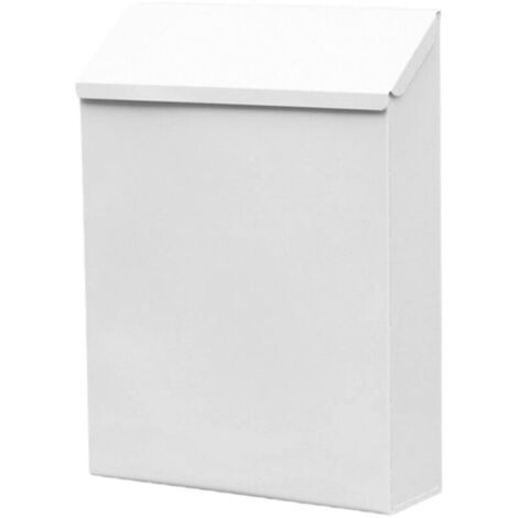 Boîte aux lettres murale avec serrure, en métal, pour portail extérieur, blanche.