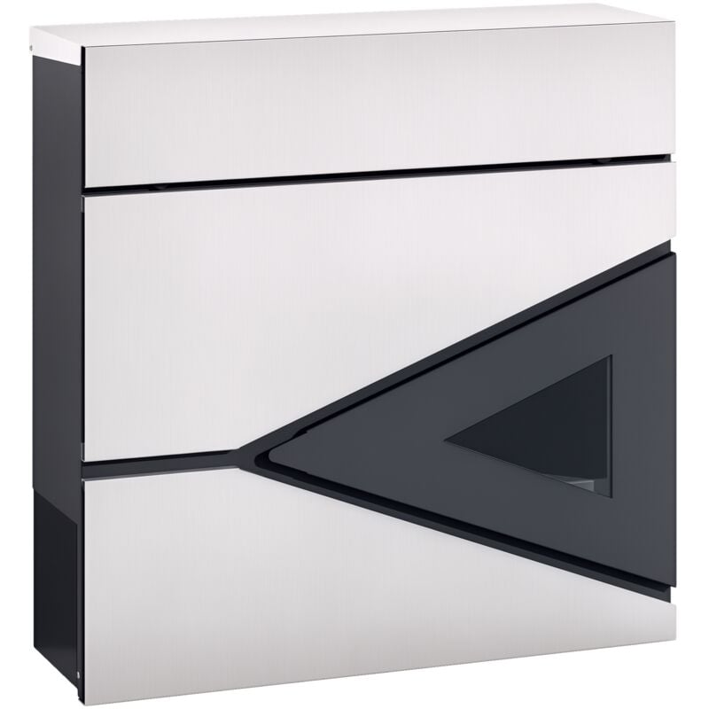 Boîte aux lettres murale design verrouillable - fenêtre - kit visserie inclus - acier galvanisé inox