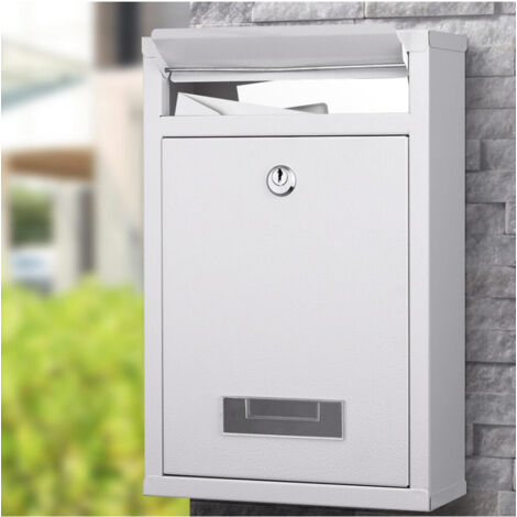 Boîte Aux Lettres Murale En Acier Boîte Aux Lettres Externe Avec Clé Blanc