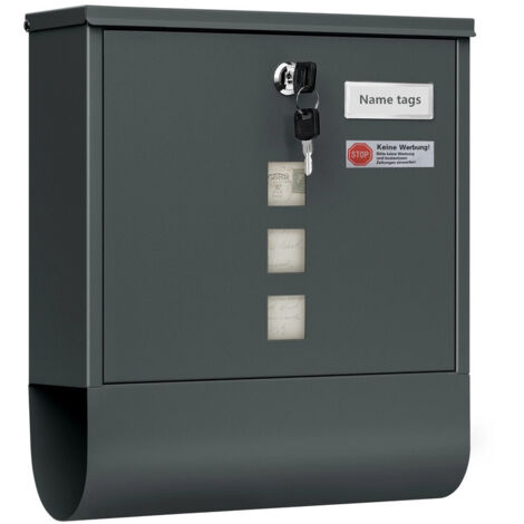 Boîte aux lettres murale extérieure sécurisée – serrure intégrée – fenêtre de contrôle du courrier – installation facile,Anthracite
