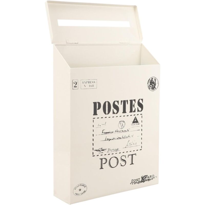 Boîte aux lettres murale rétro en métal de grande capacité, boîte aux lettres rétro avec serrure et couvercle, boîte aux lettres murale en acier