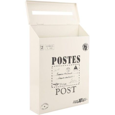 Boîte aux lettres murale rétro en métal de grande capacité, boîte aux lettres rétro avec serrure et couvercle, boîte aux lettres murale en acier adaptée pour le jardin, l'extérieur, le café, la ferme