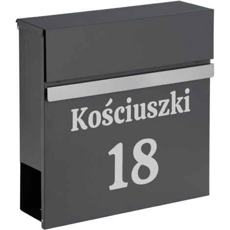 Boîte aux lettres Norton anthracite avec inscriptions