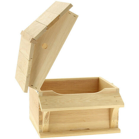 Boîte aux lettres ruche chalet en pin maritime – Type bois – Fente supérieure pour lettres – Toit ouvrant pour récupération facile – Apiculture.Net