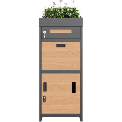 Boîte aux lettres sécurisée avec serrure à combinaison et pot de fleurs intégré