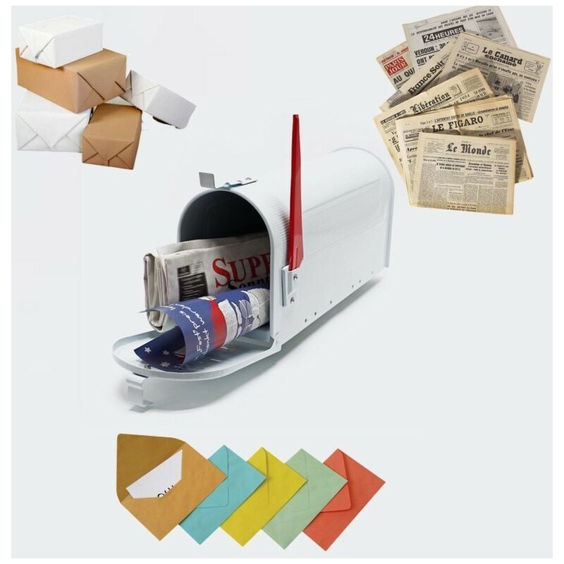 Boîte Aux Lettres, Style Américain, En Acier Galvanisé, Blanche - Blanc