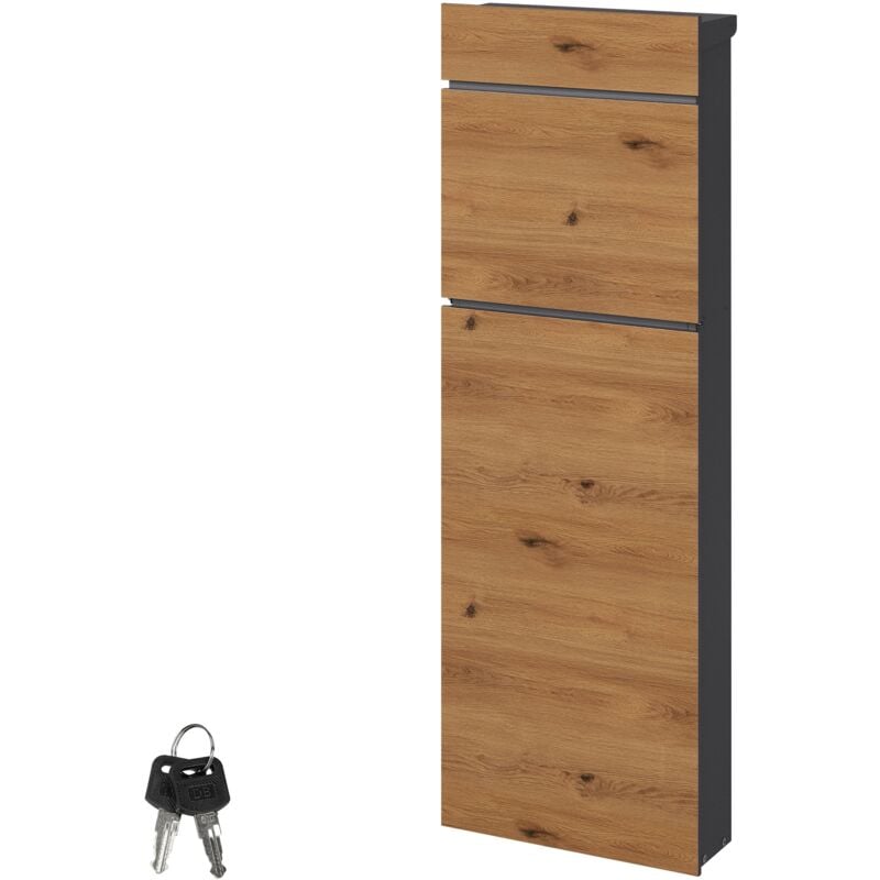 Boîte aux lettres sur pied boîte postale acier aspect bois brun 39,5x14,1x115 cm