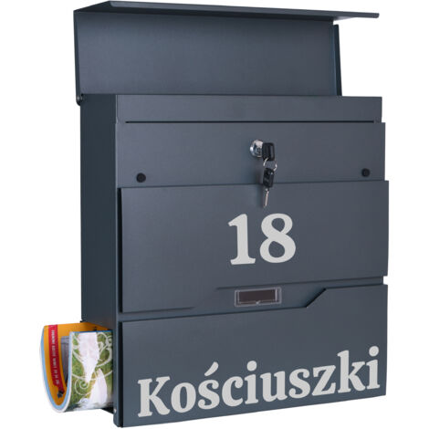 Boîte aux lettres Vidar en anthracite avec inscriptions