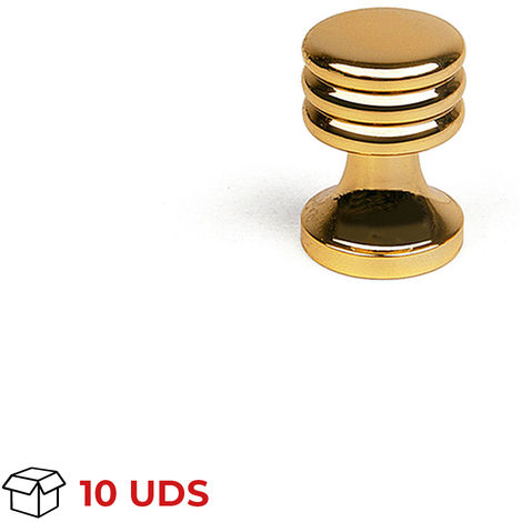 Boîte avec 10 Bouton de style décoratif, en laiton, finition dorée et diamètre de 15 mm.