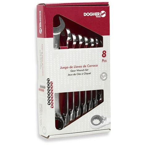 Boîte avec 8 clés à anneau à cliquet réversible  DOGHER 457-038