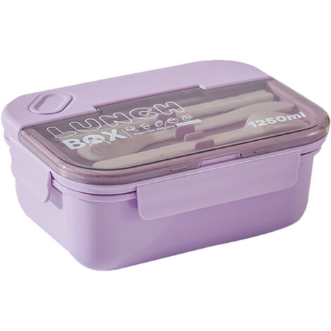 Boîte Bento Anti-Fuite 1250ml 3 Compartiments Lavable Micro-Ondes pour Bureau École
