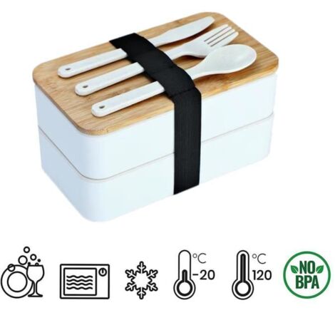 Boîte Bento Japonaise Hermétique 2 Étages, Micro-Ondes, Lave-Vaisselle, Zéro Déchet,Lunch Box