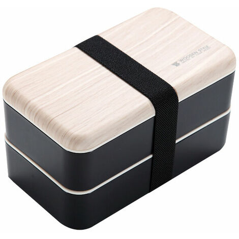 Boîte bento Repas Boîte à Lunch Boîte à Déjeuner gouter Bundle Divider Style Japonais Lunch Box avec Une cuillère et Une Fourchette en Acier Inoxydable (Noir)
