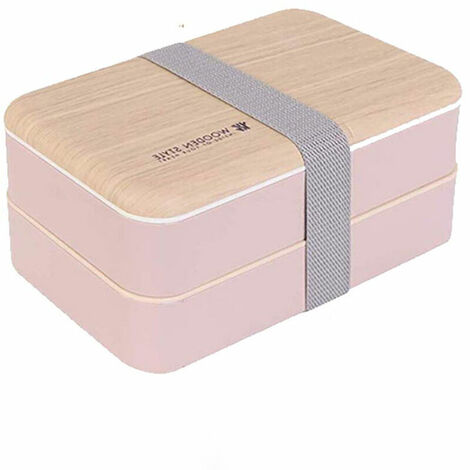 Boîte bento Repas Boîte à Lunch Boîte à Déjeuner gouter Bundle Divider Style Japonais Lunch Box avec Une cuillère et Une Fourchette en Acier Inoxydable (Rose)