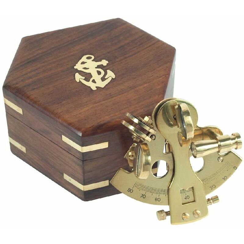 Sextant en laiton avec boite en bois