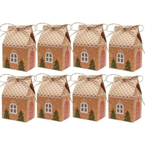 BOITE CADEAU 50pcs Boîtes cadeaux décoratives de Noël en kraft, Boîtes d'emballage festives pour la fête