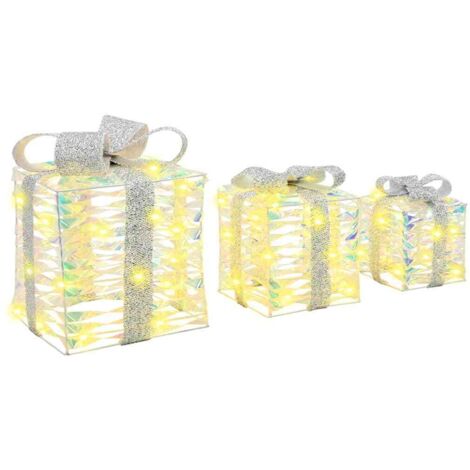 Boîte Cadeau avec 60 LED 3 pcs Blanc chaud 20 x 20 x 20 cm PET CFW121826