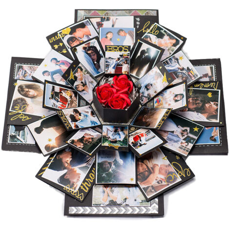 Boîte-cadeau chinoise pour la saint-valentin, boîte d'explosion surprise, faite à la main, photo créative, album de bricolage, cadeau d'anniversaire de noël, boîte vide