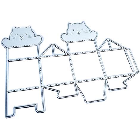 Boîte cadeau de bonbons 3D mignonne pour chat, matrices de découpe en métal cousues, pochoir, pliage DIY pour étui, gaufrage, découpes, scrapbooking