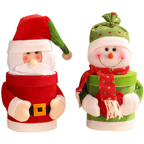 Boîte Cadeau de Noël avec Motif Bonhomme de Neige et Père Noël pour Bonbons, Fêtes et Fournitures Festives