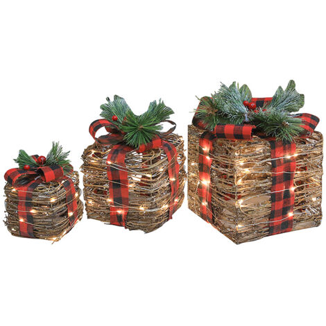 Boîte Cadeau Décorations Noël pour Jardin et Fenêtre